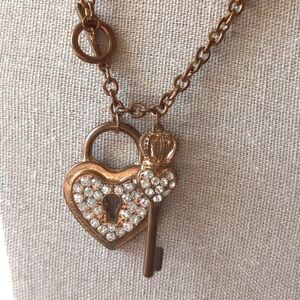 Heart lock and Key Cubic Zirconia Necklace gold tone Pendant fashion necklace